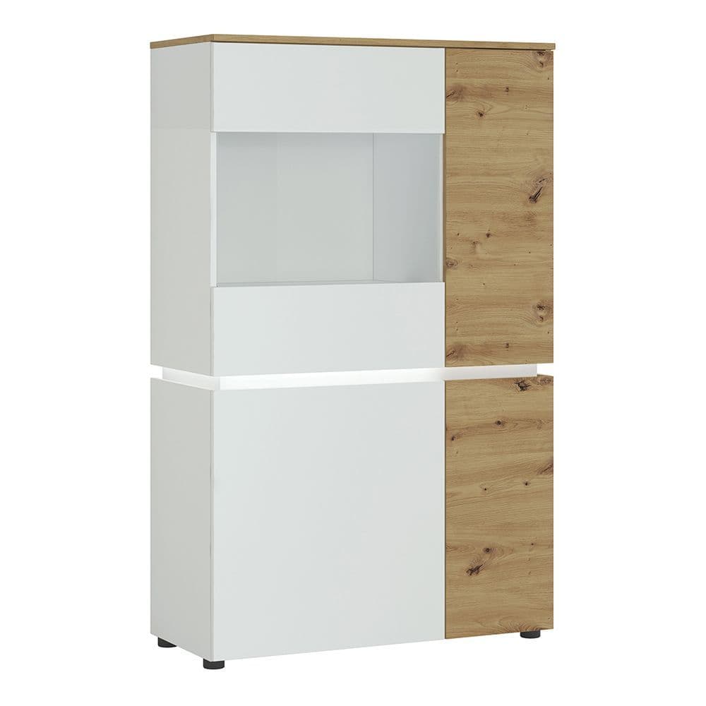 Nirvana Bright 4 door low display cabinet  (including LED lighting) in White and Oak